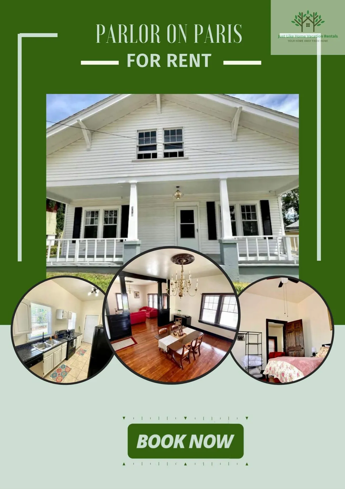 The hero image showcases the elegant exterior of a freshly updated single-family house, featuring a welcoming porch adorned with glowing chandeliers, inviting windows, and a charming main entrance that hints at comfort and togetherness inside.